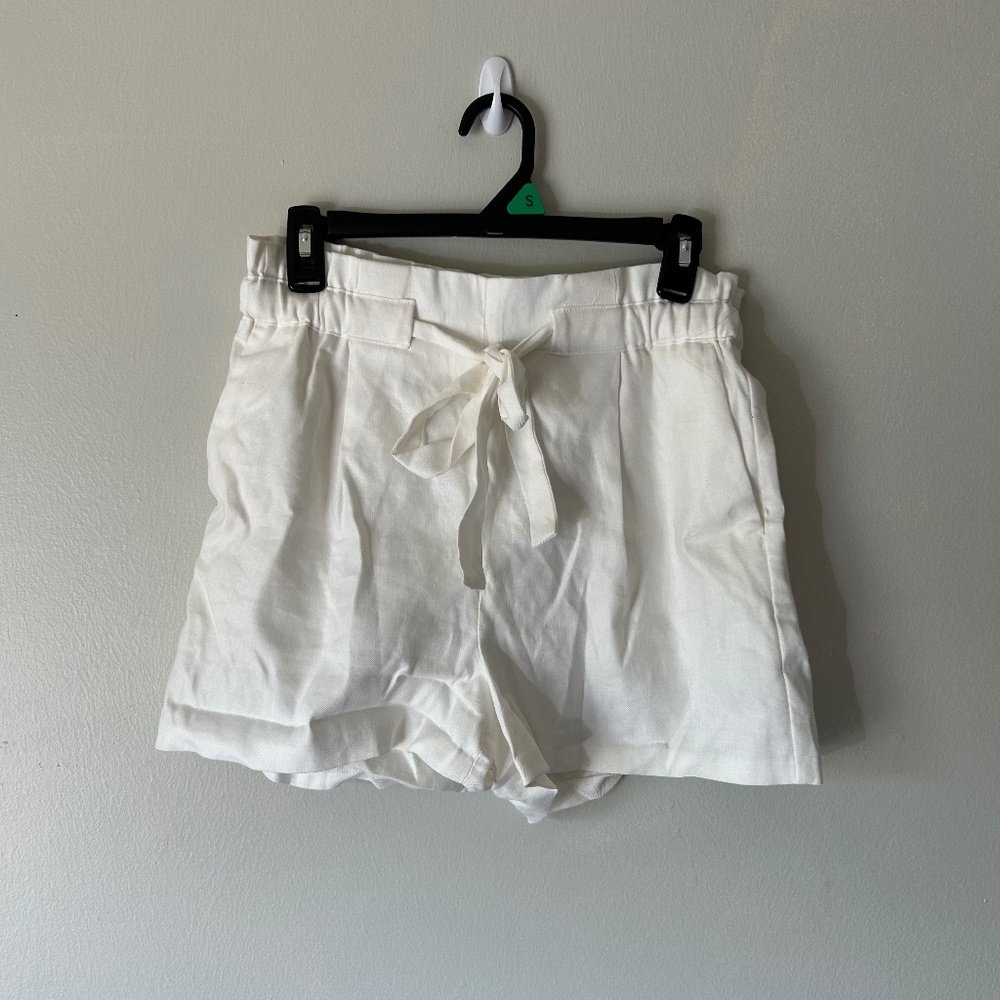 White Express Shorts With Tie in Front